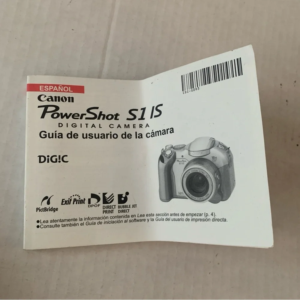 Canon PowerShot S1 IS Silver 3.2MP Digital Camera With CF Card slot UNTESTED